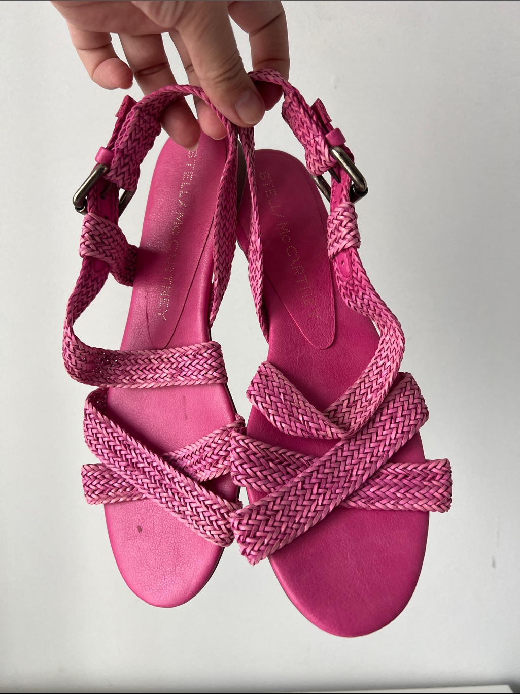 Stella Mccartney Braided Pink Vegan Leather Slingback Flat Sandals 39 Us 9